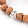 Buddha Head Chakra Wood Beaded Stretch Bracelets BJEW-JB02224-4