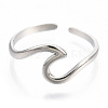 Non-Tarnish 304 Stainless Steel Sea Wave Cuff Rings X-RJEW-N038-115P-3
