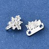 Brass Micro Pave Clear Cubic Zirconia 2-Loop Flower Spacer Bars KK-C258-08S-2