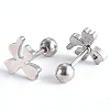 Tarnish Resistant 201 Stainless Steel Barbell Cartilage Earrings EJEW-R147-06-3