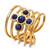 Cross Natural Lapis Lazuli Finger Rings RJEW-Q822-41G-01-1