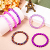6Pcs 6 Styles 8mm Glass Round Beaded Stretch Bracelet Sets BJEW-TAC0022-6