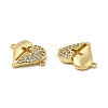 Brass Micro Pave Clear Cubic Zirconia Connector Charms KK-E068-VB352-3