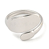 Non-Tarnish 304 Stainless Steel Oval Open Cuff Ring for Women RJEW-A043-33P-2