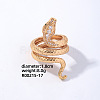 Snake Golden Brass Cuff Ring with Cubic Zirconia EG7863-13-1