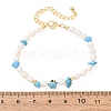 Synthetic Turquoise Chip and Rice Natural Pearl Beaded Bracelets GG-CBA3297-13G-E-5