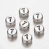 Flat Round Antique Silver Tone Alloy Number Beads PALLOY-K194-07AS-1