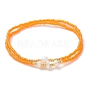 2Pcs 2 Style Glass Seed & Natural Pearl Beaded Stretch Bracelets Set for Women BJEW-JB09356-2