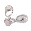 Natural Rose Quartz Round Adjustable Rings RJEW-K271-04P-09-1