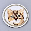 Round with Cat Appliques DIY-S041-025-1