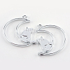 Rack Plating Alloy Kitten Open Back Bezel Pendants X-PALLOY-S047-38D-FF-1