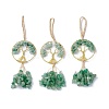 1Pc Wire Wrapped Chips Natural Green Aventurine Big Pendant Decorations HJEW-SZ0001-27D-1