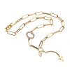 Star & Moon & Cross Brass Lariat Necklaces Sets NJEW-JN03041-11