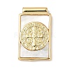 Brass Pave Natural White Shell Religion Rectangle Pendants KK-Q068-32C-G-1