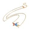 Colorful Enamel Swallow and Fish Pendant Necklace NJEW-G019-01G-3