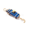 3Pcs 3 Styles Electroplated Natural Quartz Crystal Pointed Copper Wire Wrapped Pendants PALLOY-JF03766-03-4