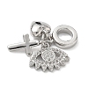 Brass Micro Pave Clear Cubic Zirconia European Dangle Charms KK-D502-13A-P-2