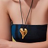 304 Stainless Steel Pendant Adjustable Black Waxed Cord Necklaces for Women FS-WGE3E56-02-1