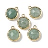 Natural Green Aventurine Faceted Flat Round Charms G-U028-03G-08-1