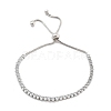 Brass Pave Clear Cubic Zirconia Horse Eye Box Chain Slider Bracelets BJEW-YWC0002-06A-P-1