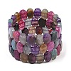 Dyed & Heated Natural Agate Oval Beaded Stretch Bracelet G-E010-01-19-1