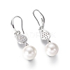 Shell Pearl Dangle Earrings EJEW-G263-12-3
