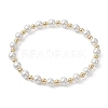 4Pcs 4 Style Natural Pearl & Brass Beaded Stretch Bracelets Set for Women BJEW-JB09662-01-3