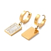 Synthetic White Shell Rectangle Dangle Earrings with Rhinestone EJEW-E286-02G-2
