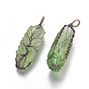 Electroplate Natural Quartz Crystal Big Wire Wrapped Pendants G-L520-B06-R-2