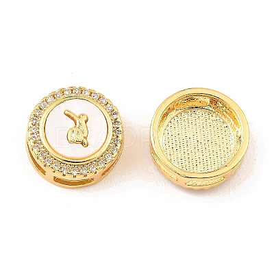 Brass Micro Pave Clear Cubic Zirconia Slide Charms KK-K342-09G-01-1