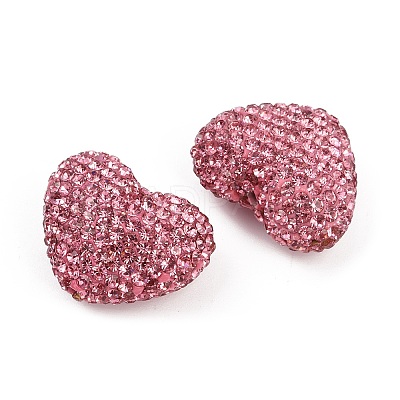 Heart Shaped Polymer Clay Rhinestone Beads CLAY-NH0002-02C-1