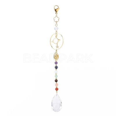 Glass Teardrop Chandelier Pendant Decorations HJEW-JM00854-1