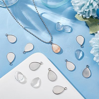 50Pcs 304 Stainless Steel Pendant Cabochon Settings STAS-UN0042-64-1