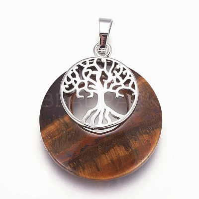 Natural Tiger Eye Pendants G-F573-C15-1