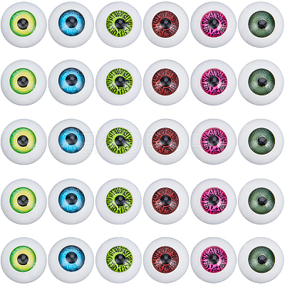 36pcs 6 colors Half Round Acrylic Craft Eyes KY-GF0001-45-1