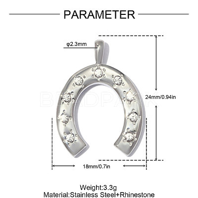 304 Stainless Steel with Crystal Rhinestone Pendants RB-OY001-54P-1