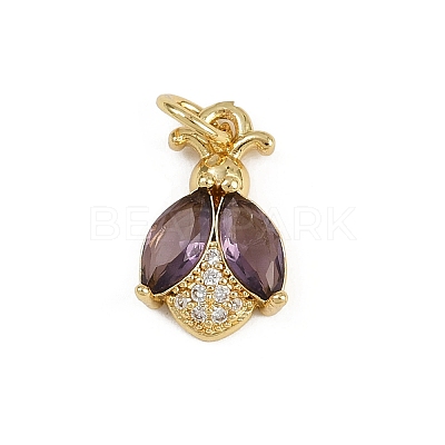 Brass Micro Pave Cubic Zirconia Charms KK-D409-37G-C-1