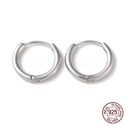 Anti-Tarnish Rhodium Plated 925 Sterling Silver Huggie Hoop Earrings STER-D016-03B-P-1