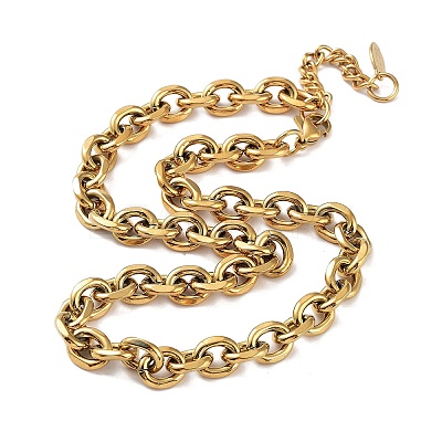 Ion Plating(IP) 304 Stainless Steel Rolo Chain Necklace X-NJEW-D045-01G-1