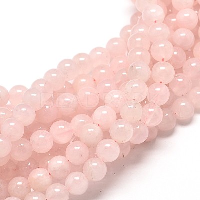 Natural Rose Quartz Round Beads Strands X-G-P072-05-6mm-1