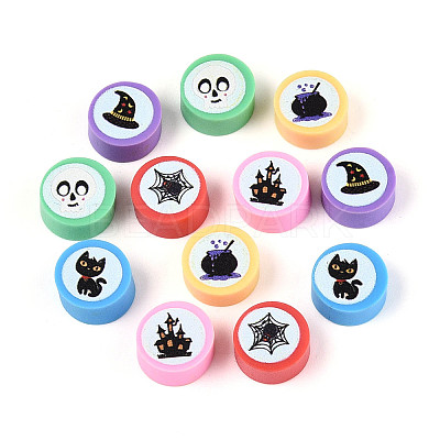 Printed Handmade Polymer Clay Beads CLAY-T022-12D-1