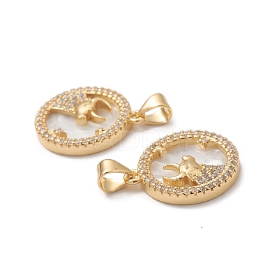 Rack Plating Brass Shell Pendants KK-D087-25G-10-1