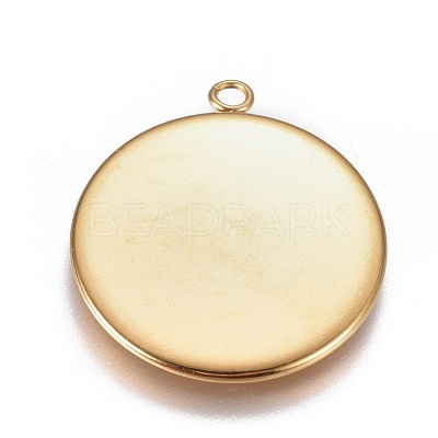 Ion Plating(IP) 304 Stainless Steel Pendant Cabochon Settings STAS-G127-13-25mm-G-1