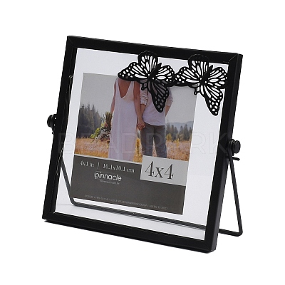 Rectangle with Butterfly Iron Photo Frame LS-AJEW-WH0285-33-1