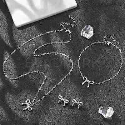 Bowknot 304 Stainless Steel
Stud Earrings & Necklaces & Bracelets Sets SJEW-Q001-02P-1