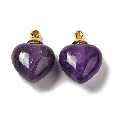 Natural Amethyst Perfume Bottle Pendants G-Z039-03G-03-1