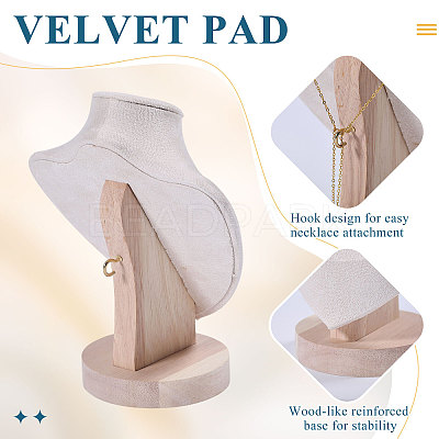 Bust Shaped Wooden Necklace Display Stands NDIS-WH0003-019B-01-1