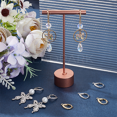 4Pairs Brass Micro Pave Clear Cubic Zirconia Leverback Earring Findings KK-BBC0021-97G-1