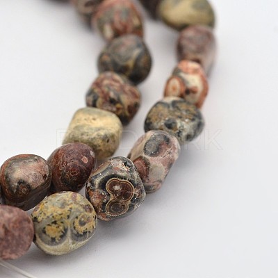 Natural Leopard Skin Jasper Bead Strands X-G-P070-56-1