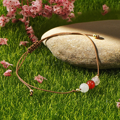 Natural Agate Beads Braided Bead Bracelets for Women LN7466-1
